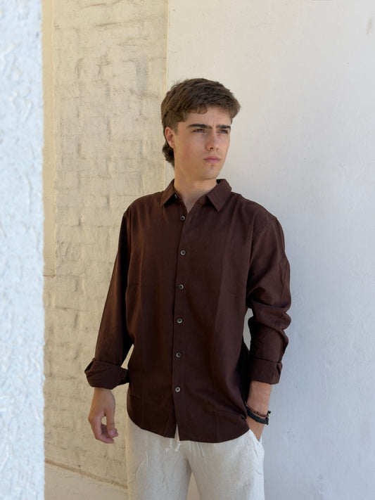 Camisa Lin Marrón